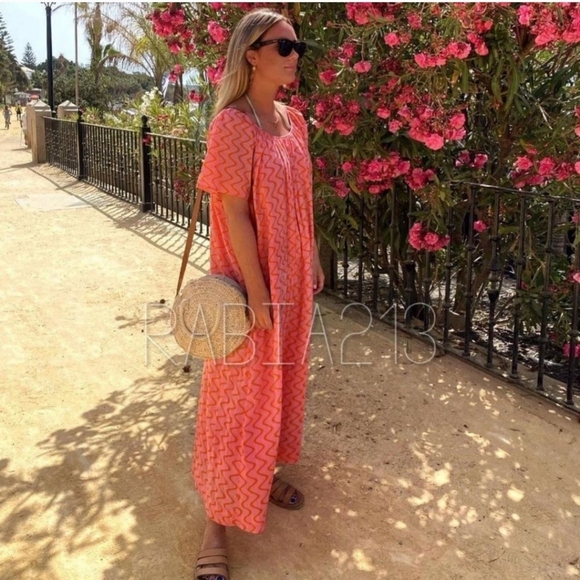 Zara * Maxi Print Dress Pink Flowy Boho - Picture 4 of 11